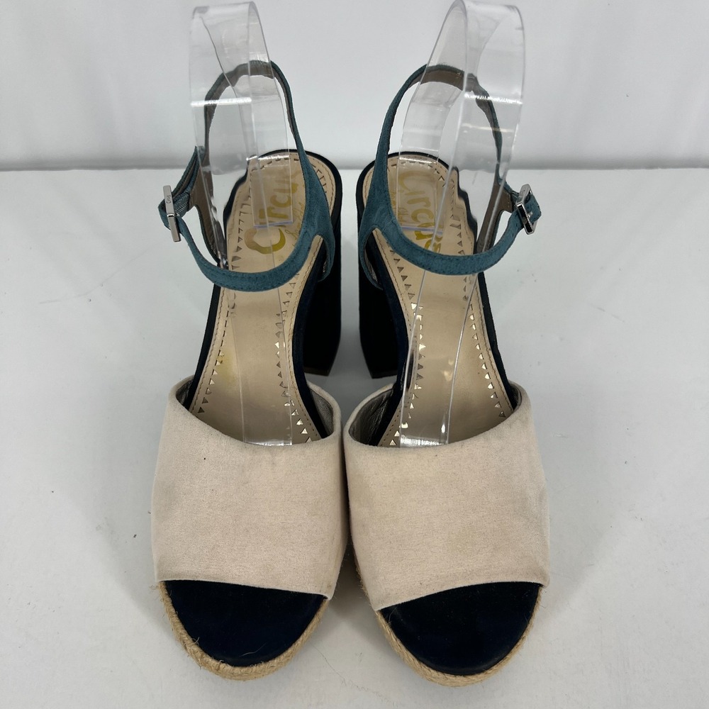 Circus by Sam Edelman Nakita Block Heel Platform Sandals Womens 8 M Blue Cream - Picture 8 of 10